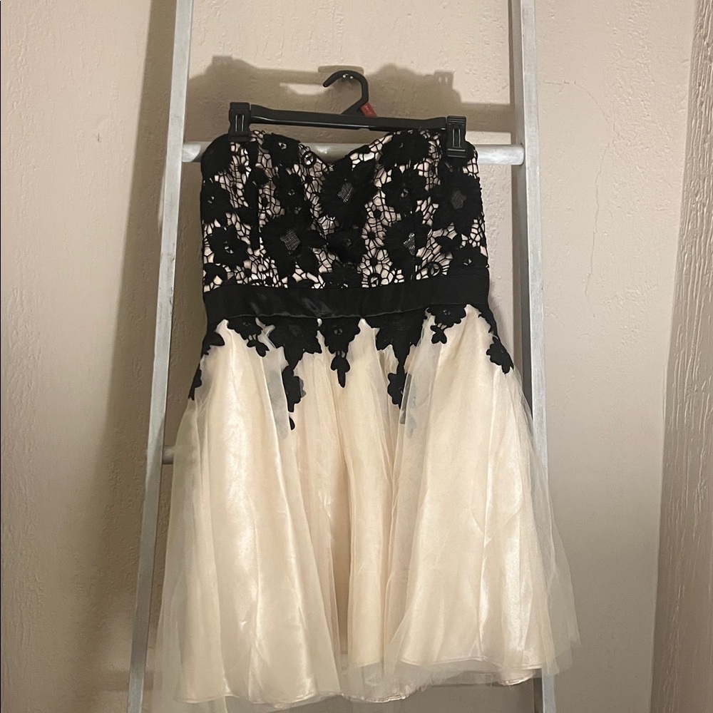 Deb Black and Cream Lace Dress